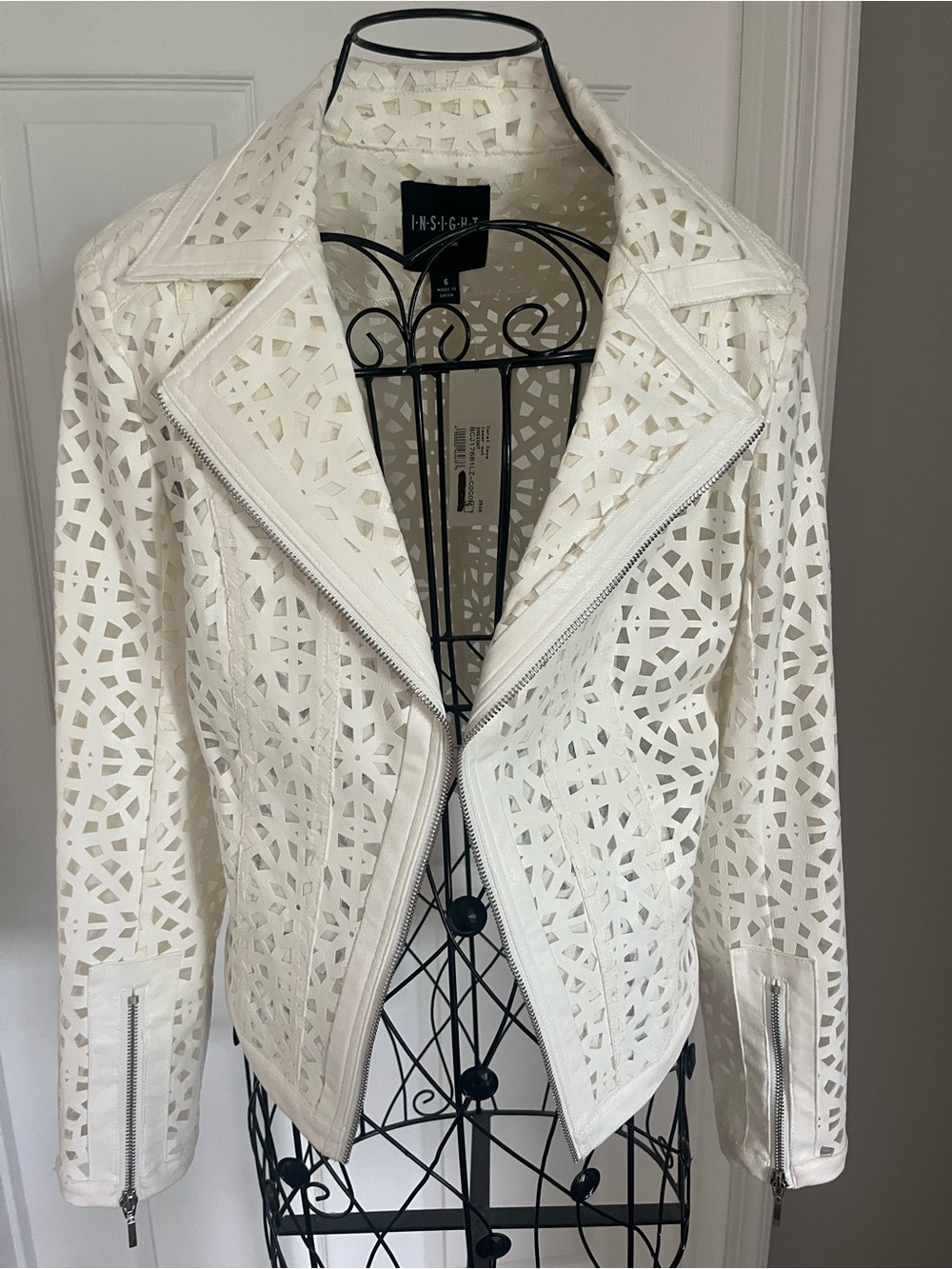 Insight White Laser-Cut Moto Jacket